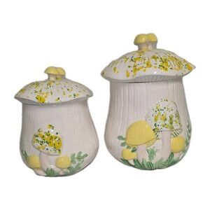 🍄 Vintage Arnel's Mushroom Canister Set GUC Retro 70s Kitchen Decor Cottagecore